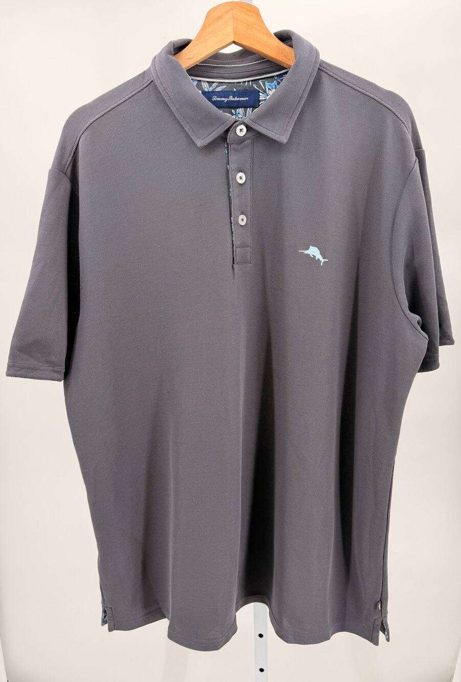 Tommy Bahama Men’s XL Gray Polo Shirt Embroidered Marlin Cotton Blend